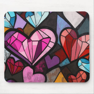 Lebhafte Mosaikherzen Mousepad