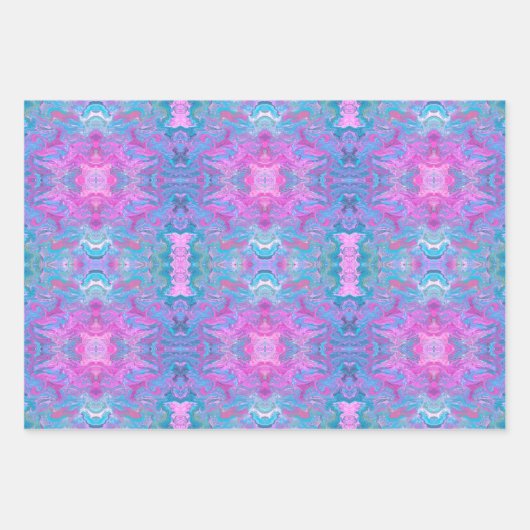 Lebhafte Muster flüssiger Kunst in Lila, rosa und Geschenkpapier Set (Vorderseite 3)