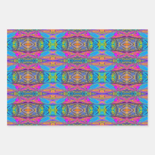 Lebhafte Muster flüssiger Kunst in Lila, rosa und Geschenkpapier Set (Vorderseite 2)