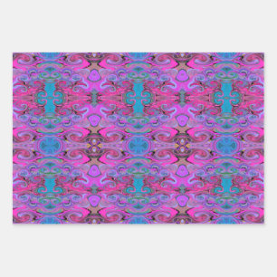 Lebhafte Muster flüssiger Kunst in Lila, rosa und  Geschenkpapier Set