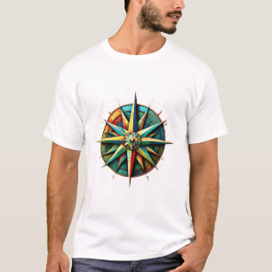 Lebhafte Nautical Compass-Rose T-Shirt