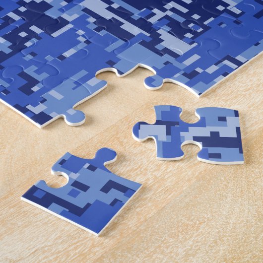 Lebhafte Navy Blue Digital Camouflage Camouflage T Puzzle (Seite)