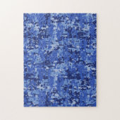 Lebhafte Navy Blue Digital Camouflage Camouflage T Puzzle (Vertikal)