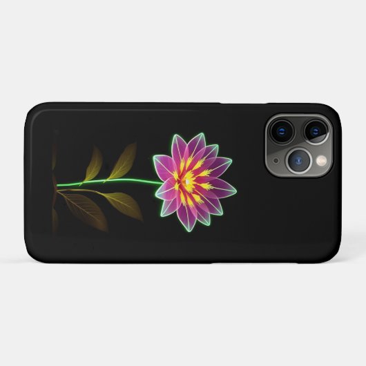 Lebhafte Neon-Blume mit grünen Blätter Case-Mate iPhone Hülle (Rückseite (Horizontal))