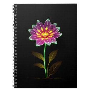Lebhafte Neon-Blume mit grünen Blätter Notizblock
