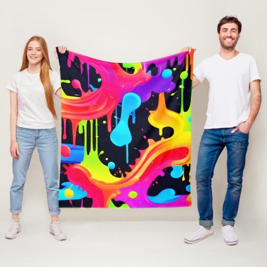 Lebhafte Neon Color Splash Art Fleecedecke (Beispiel)