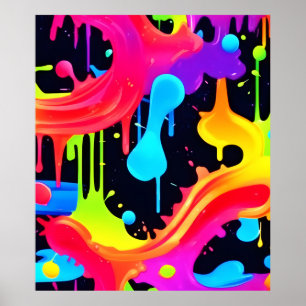 Lebhafte Neon Color Splash Art Poster