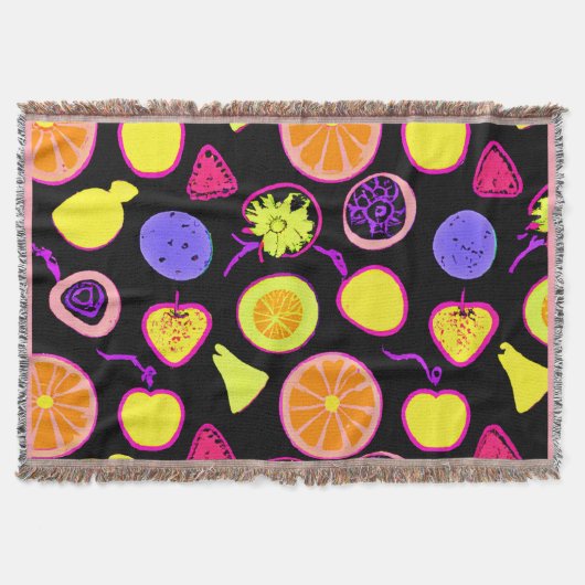 Lebhafte Neon Fruits Artistry Decke (Vorderseite)