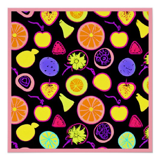 Lebhafte Neon Fruits Artistry Poster (Vorderseite)