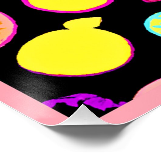 Lebhafte Neon Fruits Artistry Poster (Ecke)