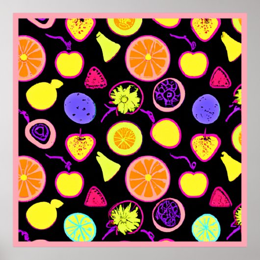 Lebhafte Neon Fruits Artistry Poster (Vorne)