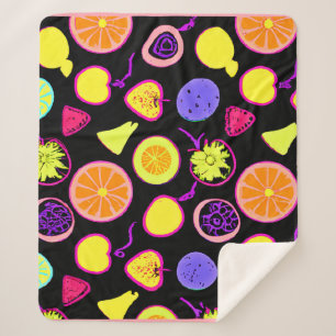 Lebhafte Neon Fruits Artistry Sherpadecke
