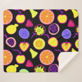 Lebhafte Neon Fruits Artistry Sherpadecke (Vorderseite (Horizontal))