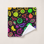 Lebhafte Neon Fruits Muster Kunst Badhandtuch Set (Waschlappen)