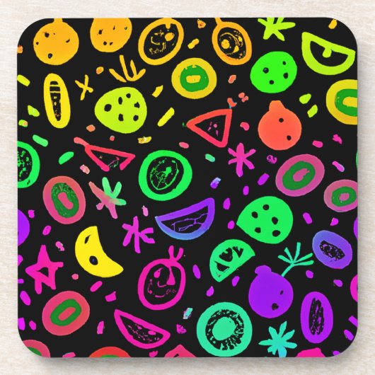 Lebhafte Neon Fruits Muster Kunst Getränkeuntersetzer (Vorderseite)