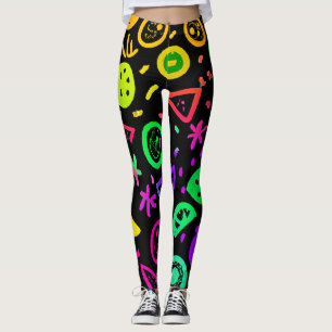 Lebhafte Neon Fruits Muster Kunst Leggings