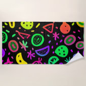 Lebhafte Neon Fruits Muster Kunst Strandtuch (Vorderseite)