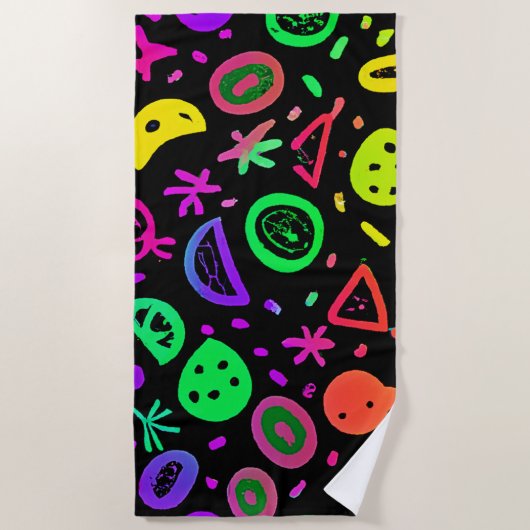 Lebhafte Neon Fruits Muster Kunst Strandtuch (Vorderseite)