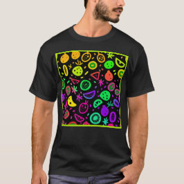 Lebhafte Neon Fruits Muster Kunst T-Shirt