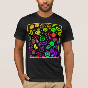 Lebhafte Neon Fruits Muster Kunst T-Shirt