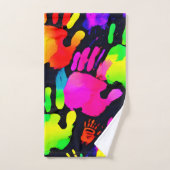 Lebhafte Neon Handprint Art Badhandtuch Set (Handtuch)