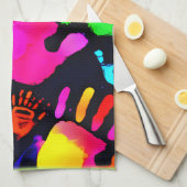 Lebhafte Neon Handprint Art Geschirrtuch (Viertel Falte)
