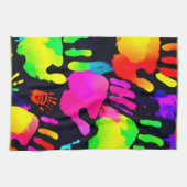 Lebhafte Neon Handprint Art Geschirrtuch (Horizontal)