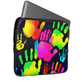 Lebhafte Neon Handprint Art Laptopschutzhülle (Vorne Rechts)