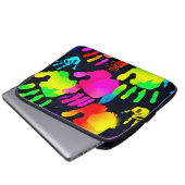 Lebhafte Neon Handprint Art Laptopschutzhülle (Vorne Knopf)