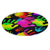 Lebhafte Neon Handprint Art Schneidebrett (Ecke)