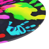 Lebhafte Neon Handprint Art Schneidebrett (Ecke)