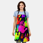 Lebhafte Neon Handprint Art Schürze (Getragen)