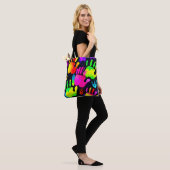 Lebhafte Neon Handprint Art Tasche (Am Model)