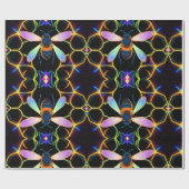 Lebhafte Neon Honeybee mit Abstraktem Hexagonal Geschenkpapier (Flach)
