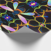 Lebhafte Neon Honeybee mit Abstraktem Hexagonal Geschenkpapier (Ecke)