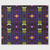 Lebhafte Neon Honeybee mit Abstraktem Hexagonal Geschenkpapier (Flach)