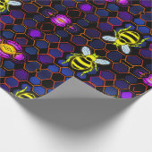 Lebhafte Neon Honeybee mit Abstraktem Hexagonal Geschenkpapier (Ecke)