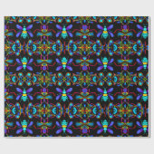 Lebhafte Neon Honeybee mit Abstraktem Hexagonal Geschenkpapier (Flach)