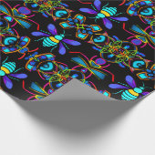 Lebhafte Neon Honeybee mit Abstraktem Hexagonal Geschenkpapier (Ecke)