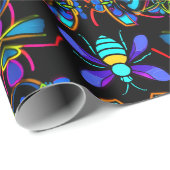 Lebhafte Neon Honeybee mit Abstraktem Hexagonal Geschenkpapier (Rolleneckpunkt)