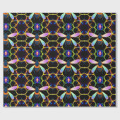 Lebhafte Neon Honeybee mit Abstraktem Hexagonal Geschenkpapier (Flach)