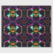 Lebhafte Neon Honeybee mit Abstraktem Hexagonal Geschenkpapier (Flach)