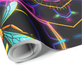 Lebhafte Neon Honeybee mit Abstraktem Hexagonal Geschenkpapier (Rolleneckpunkt)