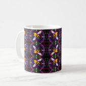 Lebhafte Neon Honeybee mit Abstraktem Muster Kaffeetasse (Vorderseite Links)