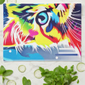 Lebhafte Neon Kitty Art Geschirrtuch (Gefaltet)