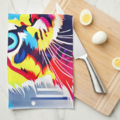 Lebhafte Neon Kitty Art Geschirrtuch (Viertel Falte)