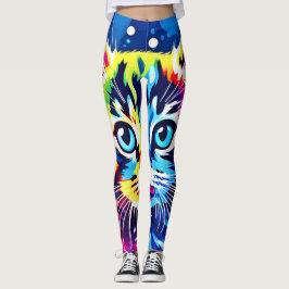 Lebhafte Neon Kitty Art Leggings