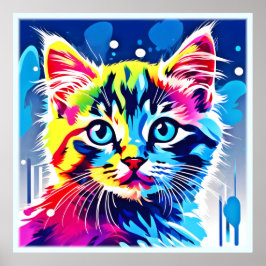 Lebhafte Neon Kitty Art Poster
