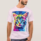 Lebhafte Neon Kitty Art T-Shirt (Vorderseite)