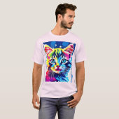 Lebhafte Neon Kitty Art T-Shirt (Vorne ganz)
